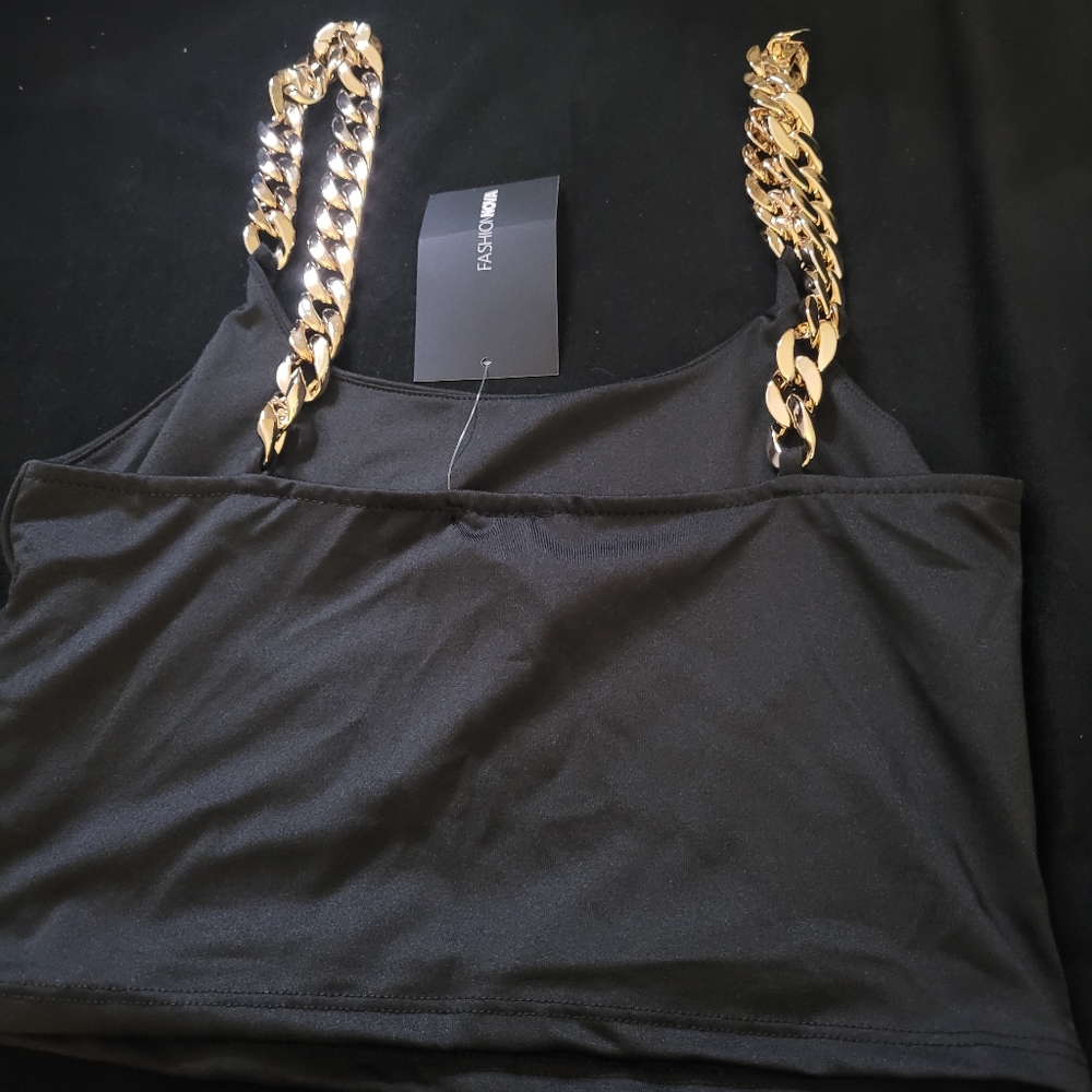 Fashion nova Rich Bitch crop top. Black and gold new with tags. Medium